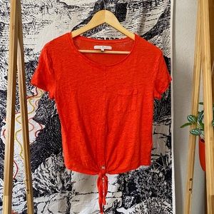 7 For All Mankind Stonewashed Front Tie Pocket Tshirt